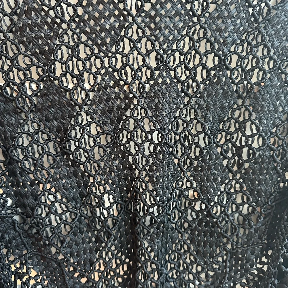 Boho Black crochet Fringe Shawl - Picture 2 of 5